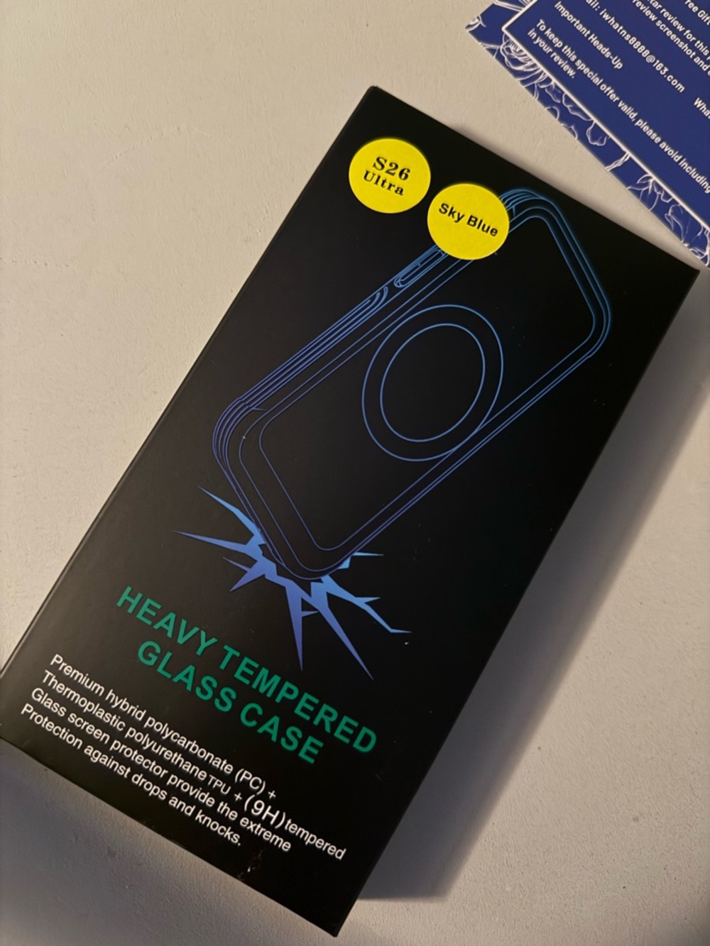 Heavy Tempered Glass Case for S26 Ultra - Sky Blue